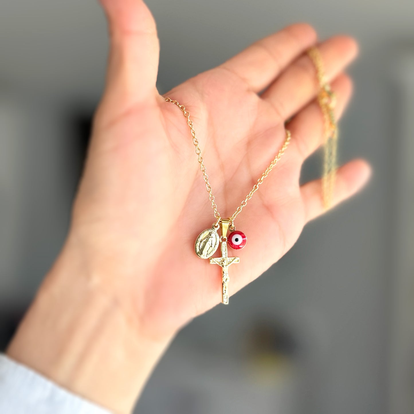 Crucifix Virgin Mary Necklace