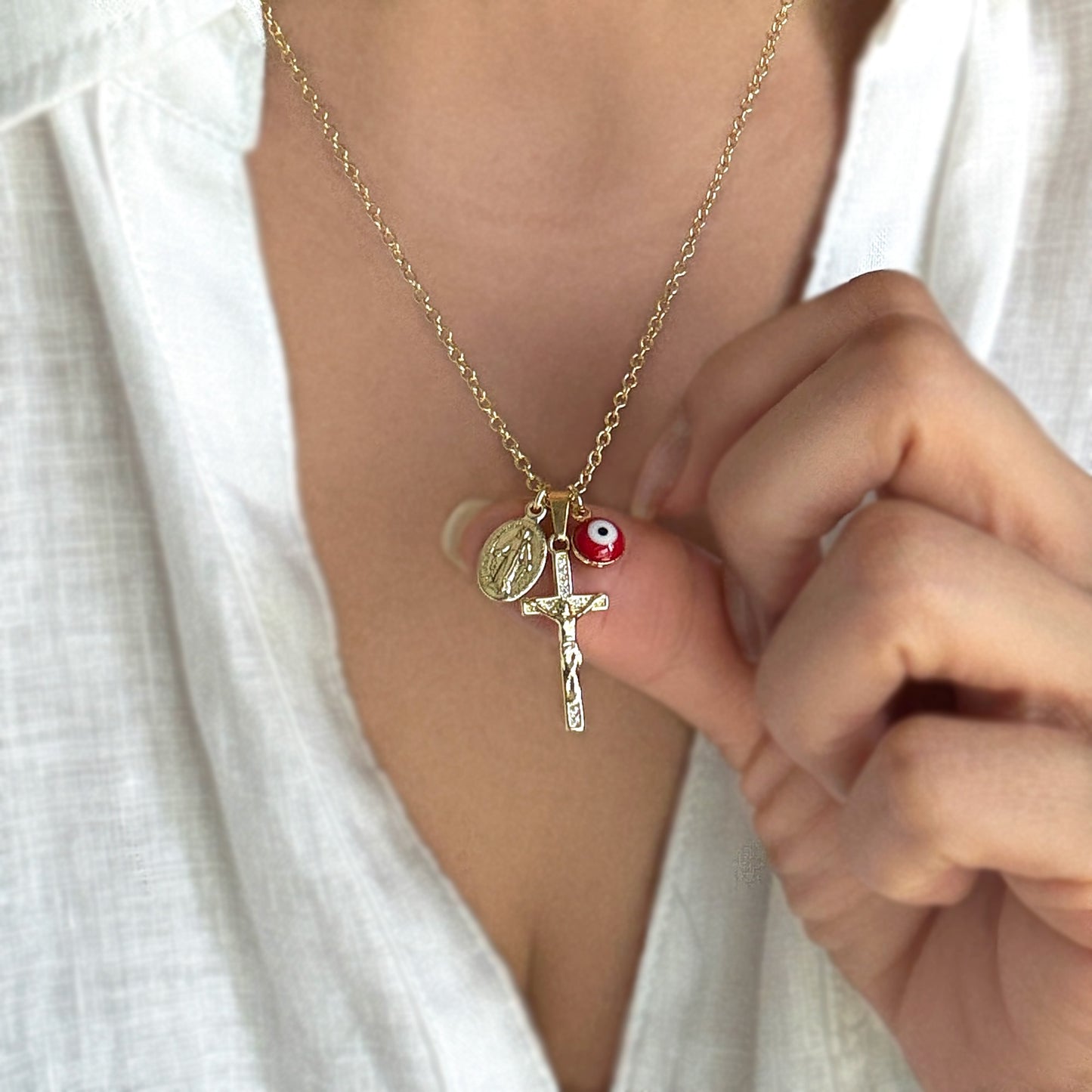 Crucifix Virgin Mary Necklace
