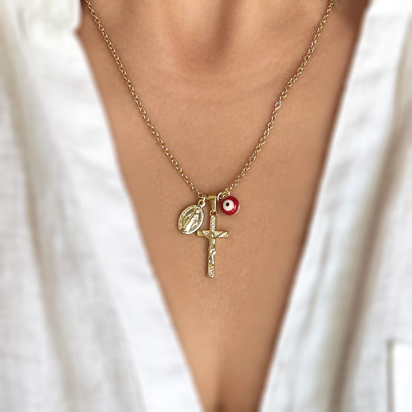Crucifix Virgin Mary Necklace