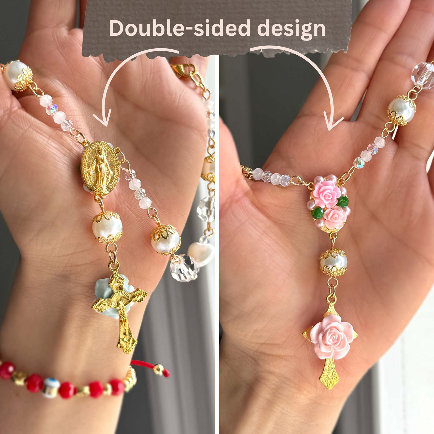 Floral Rosary Car Charm