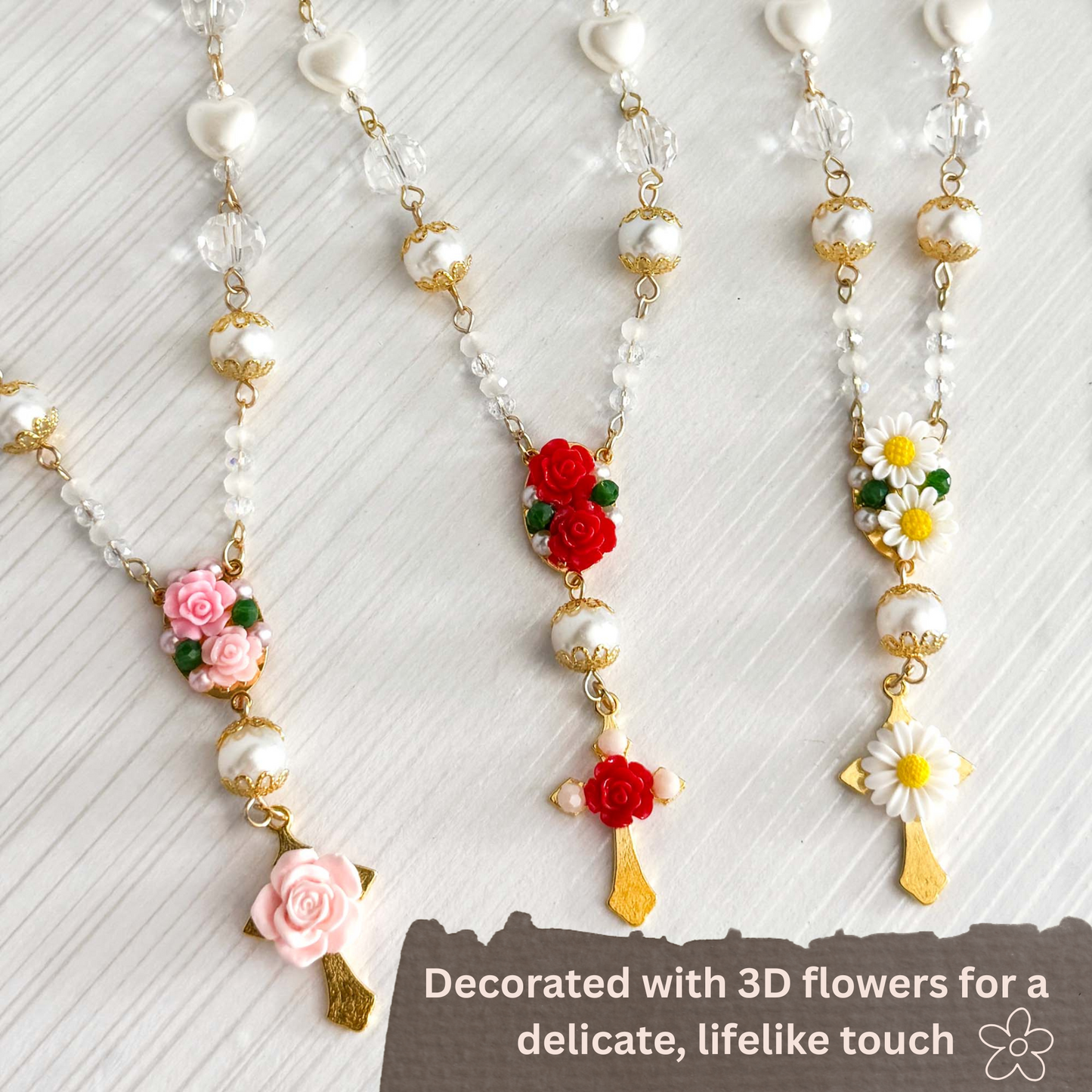 Floral Rosary Car Charm