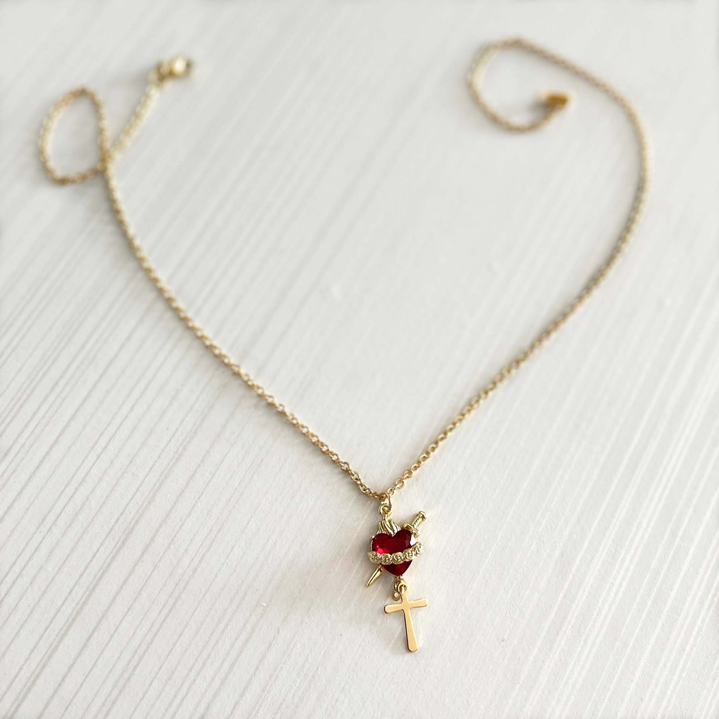 Immaculate Heart of Mary Gold Necklace
