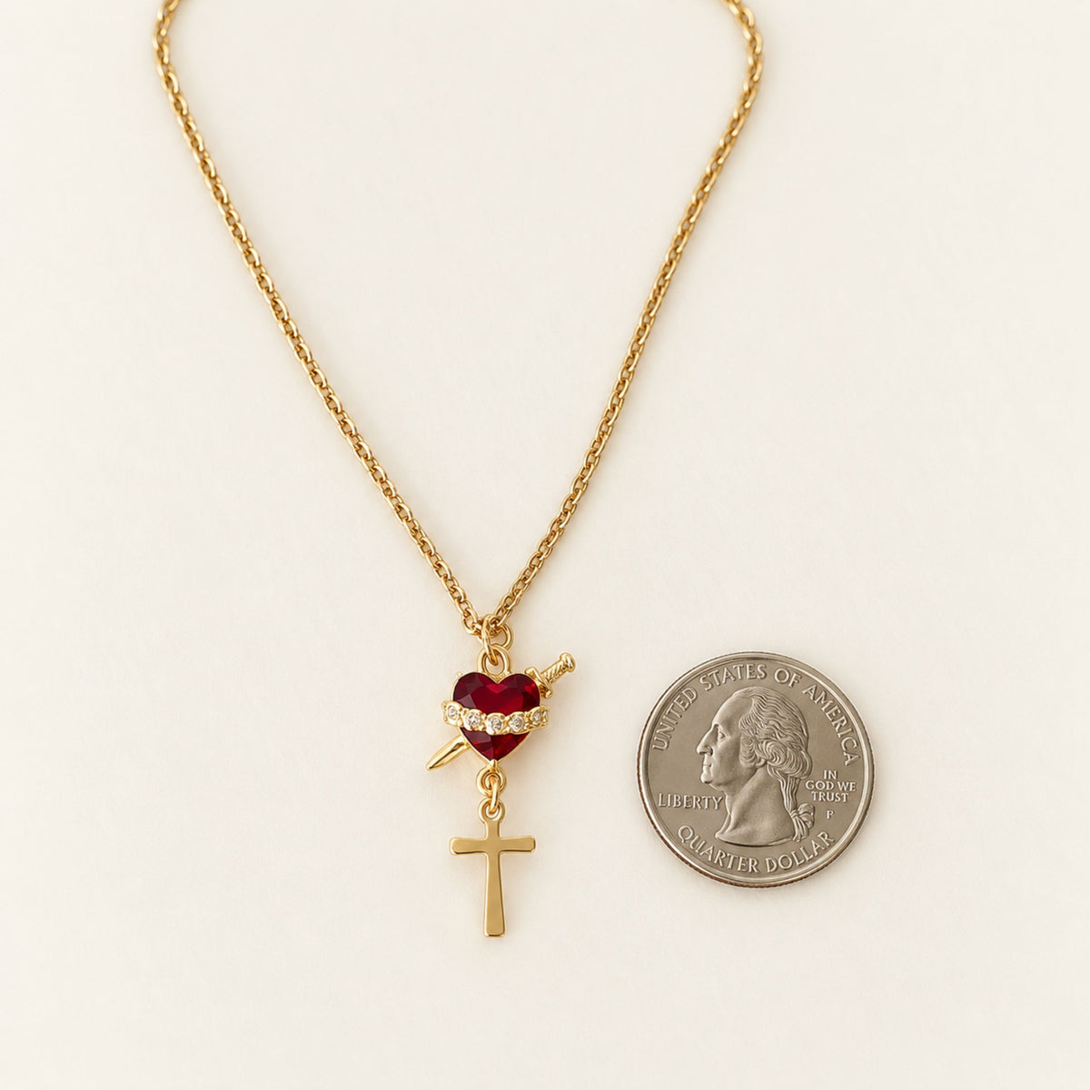 Immaculate Heart of Mary Gold Necklace
