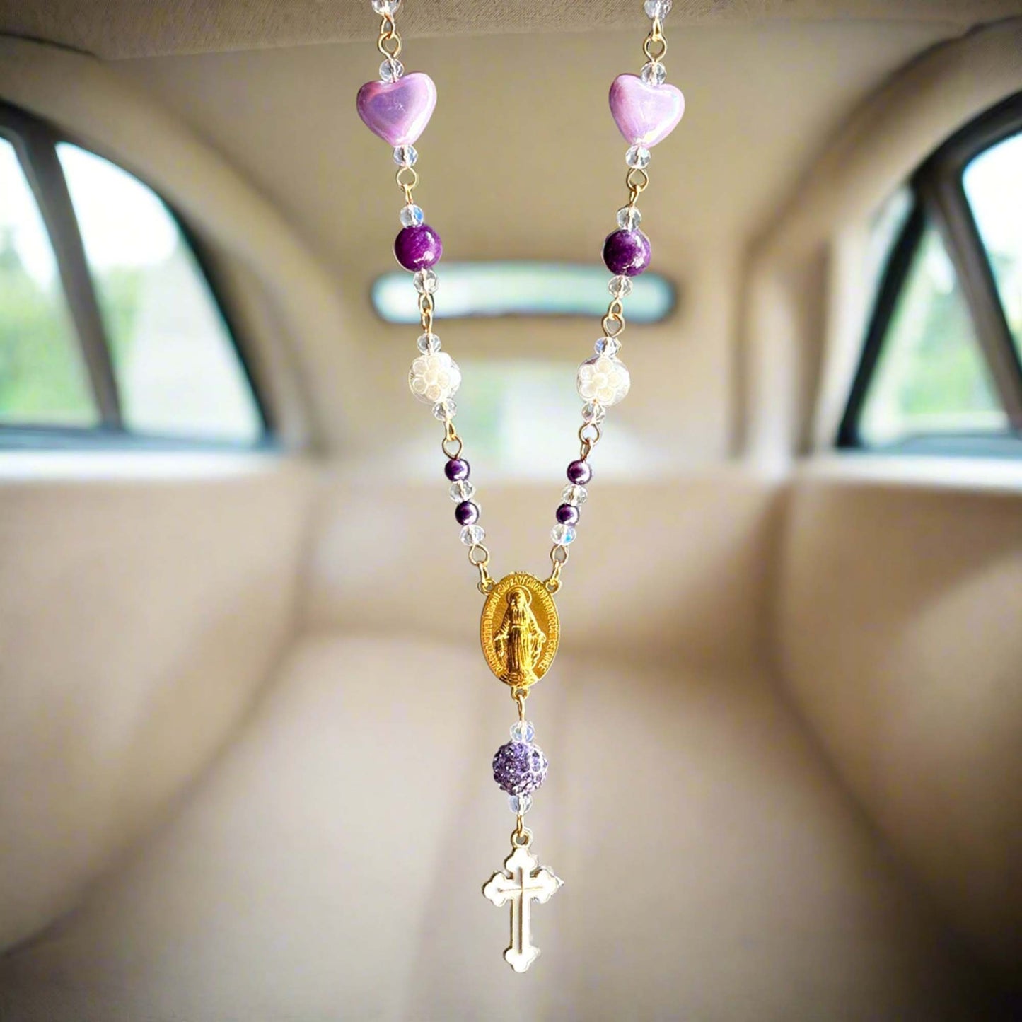 Purple Car Rosary Charm
