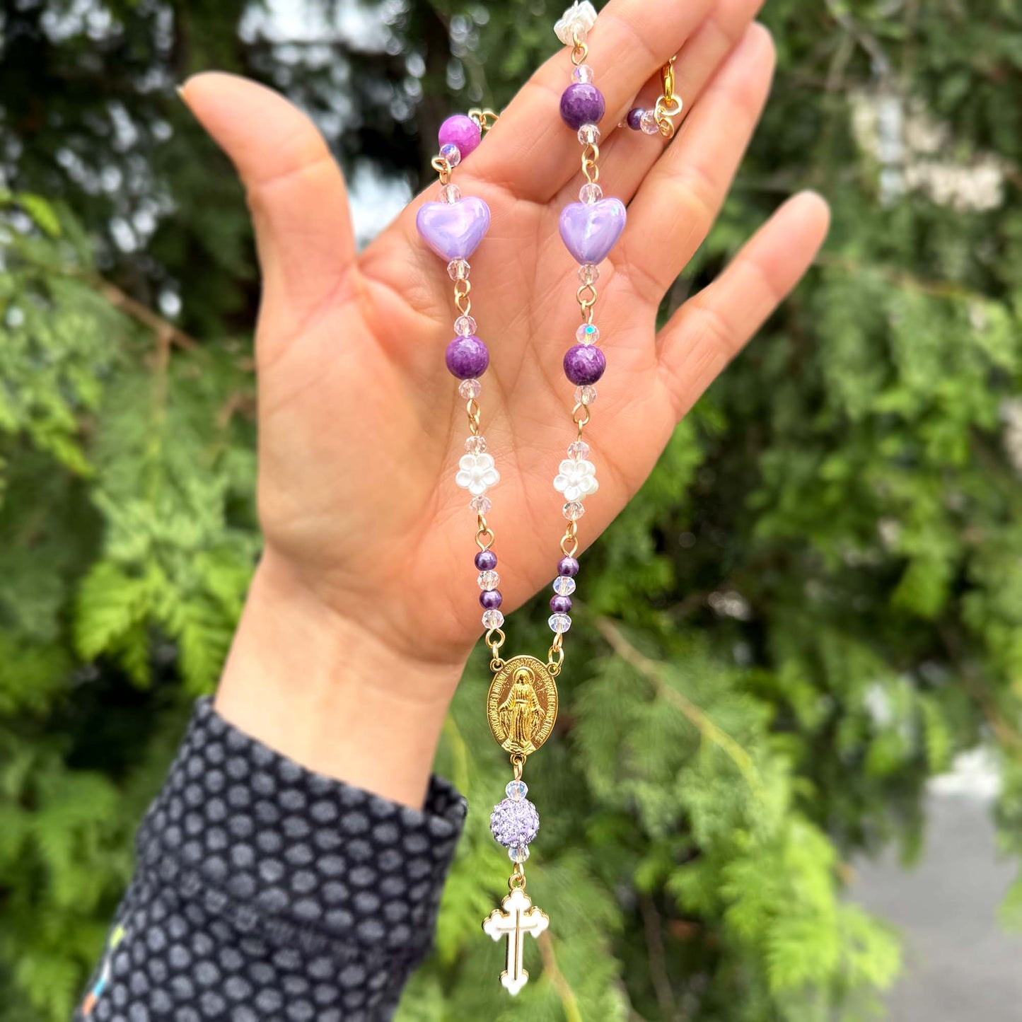 Purple Car Rosary Charm