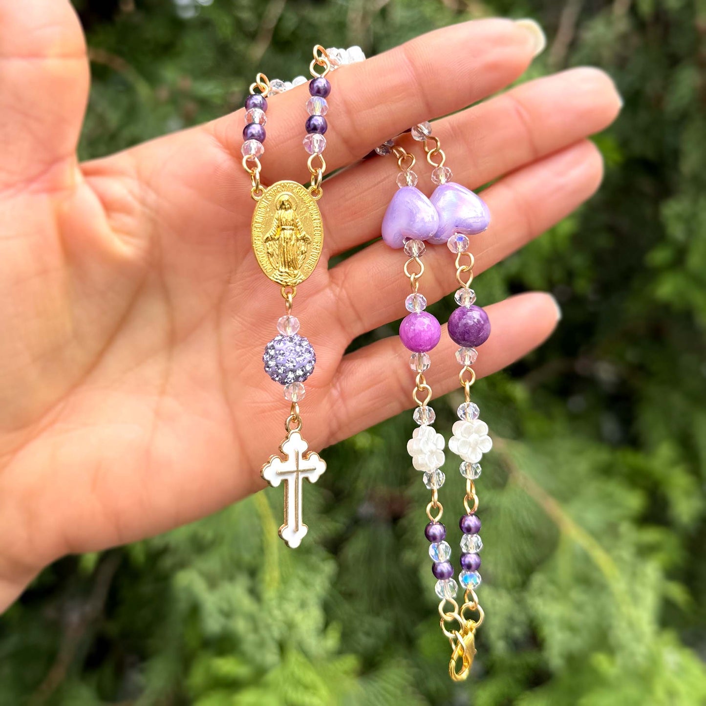 Purple Car Rosary Charm