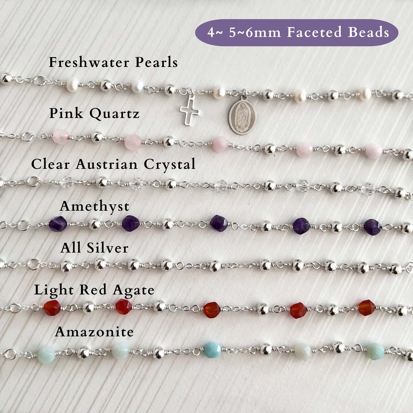 Virgin Mary Rosary Bracelet Silver