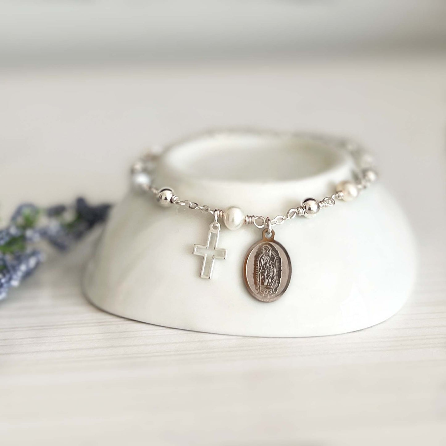Our Lady of Guadalupe Silver Rosary Bracelet
