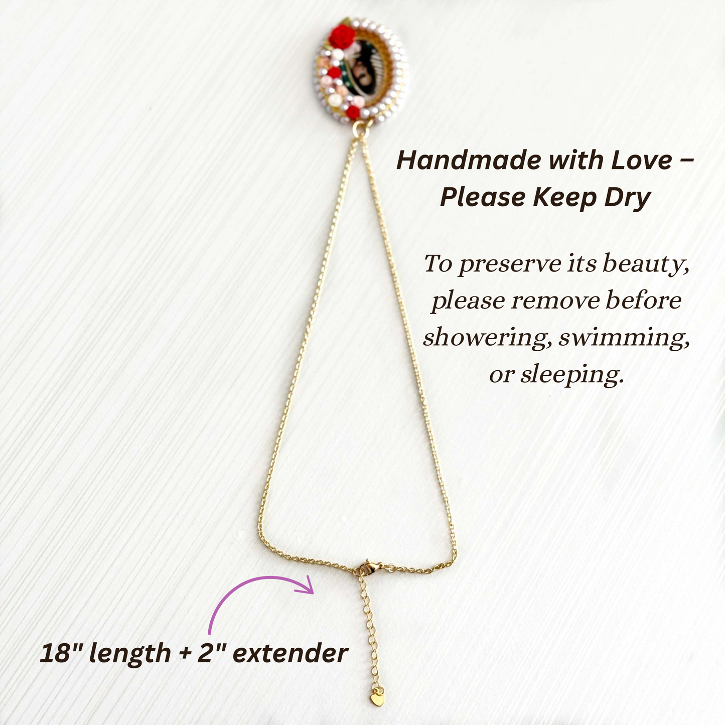 Virgin Mary Floral Necklace