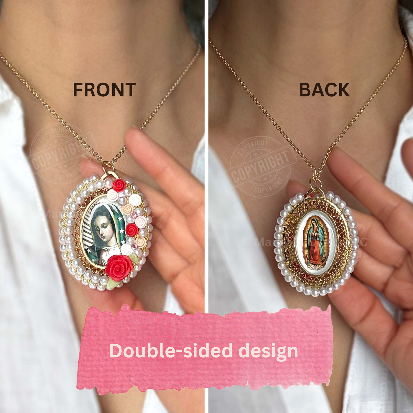 Virgin Mary Floral Necklace