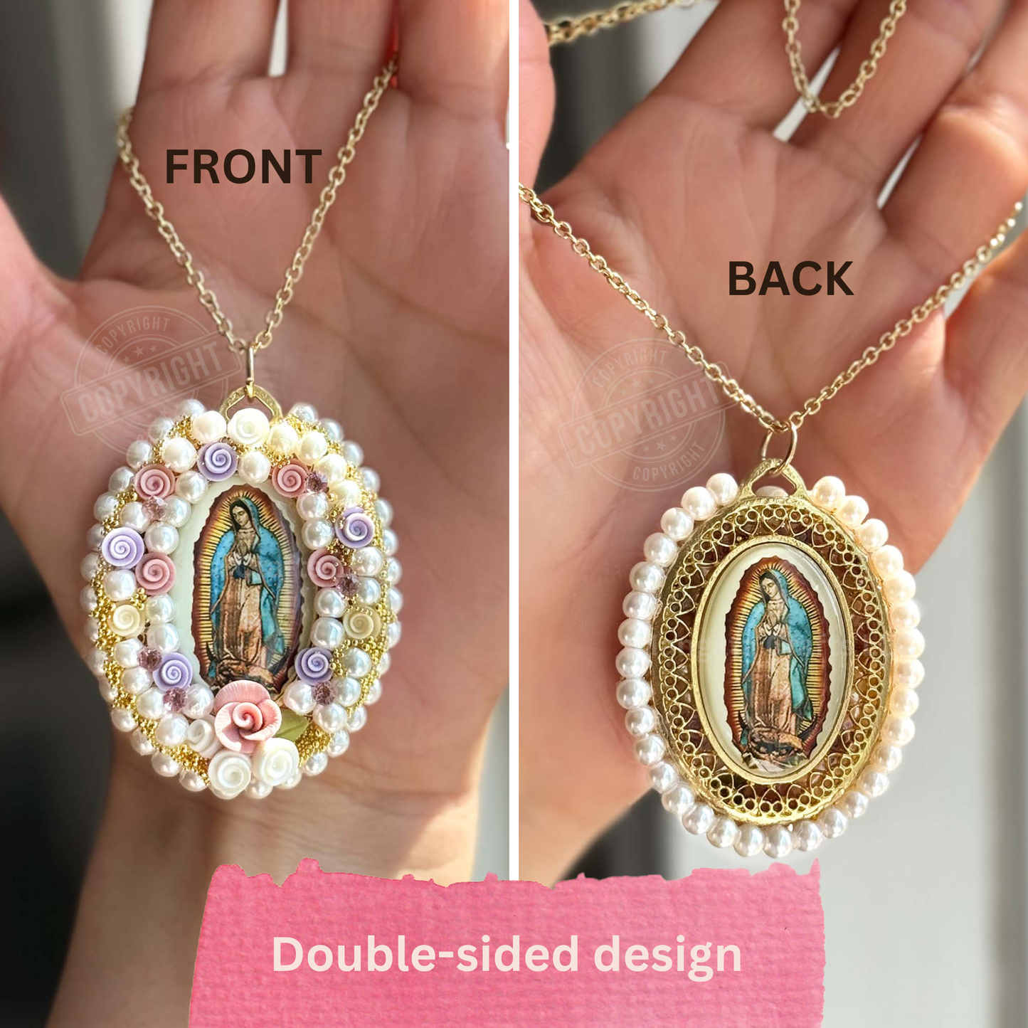 Virgin mary Floral Necklace