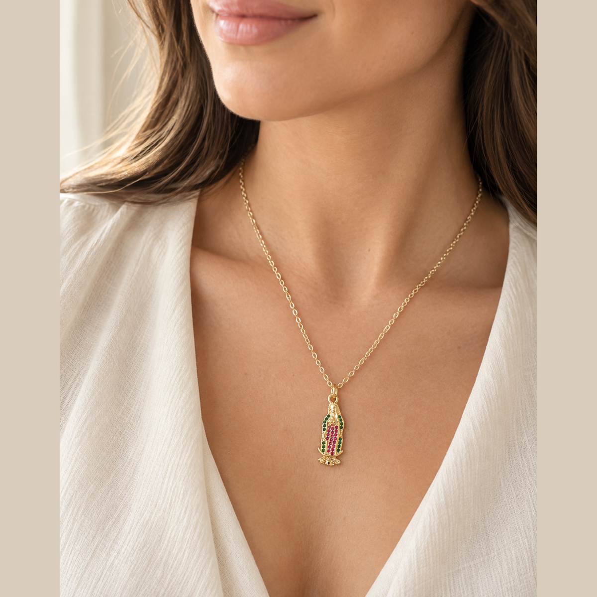 Our Lady of Guadalupe Gold Necklace