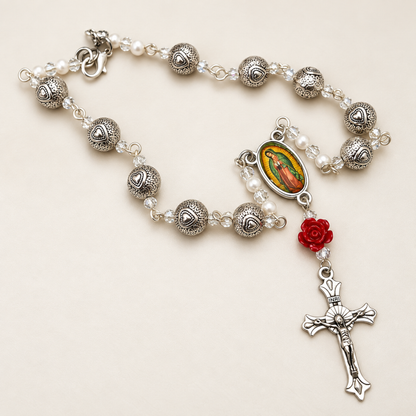 Virgin Mary Metal Bead Rosary Car Charm