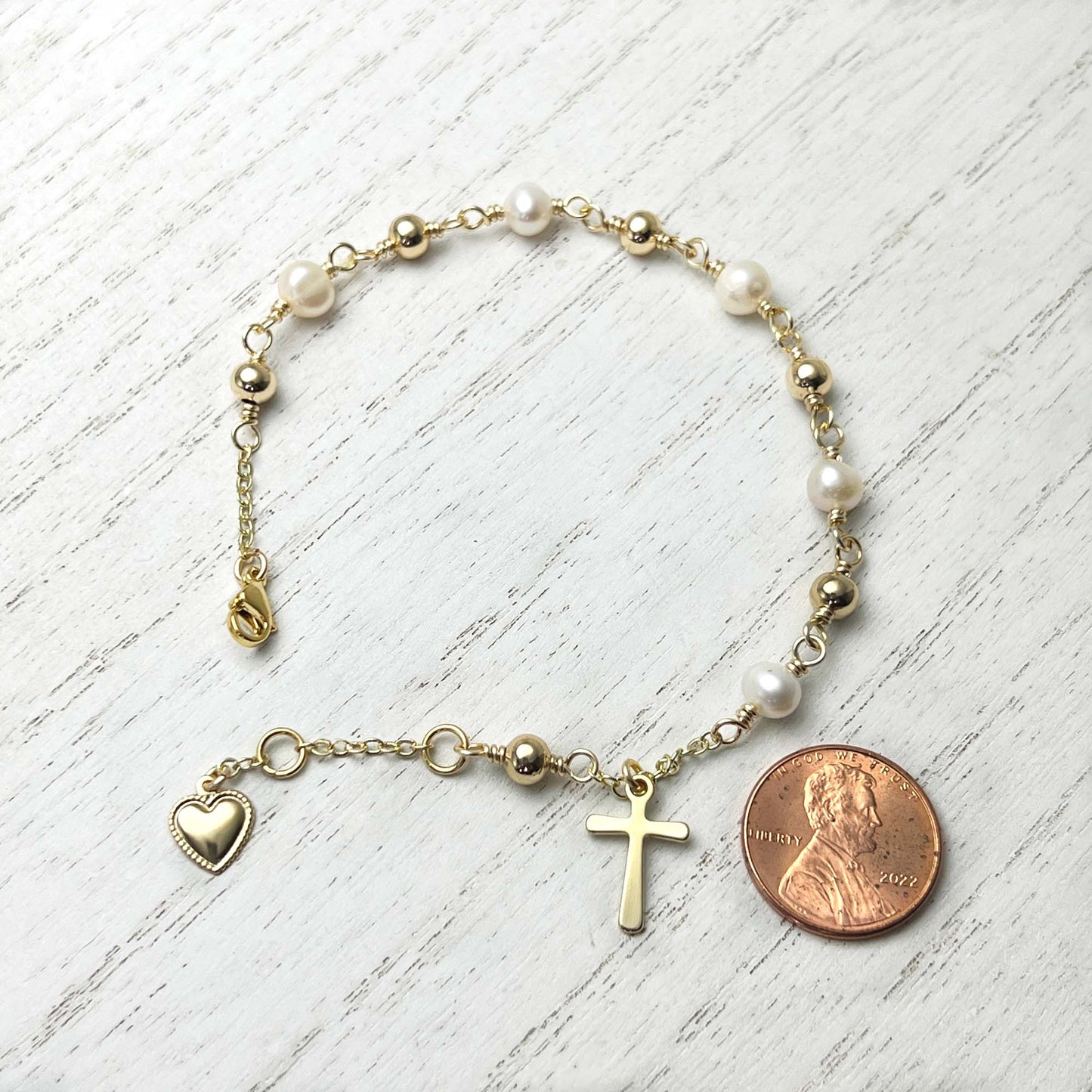 Gold Cross Rosary Bracelet