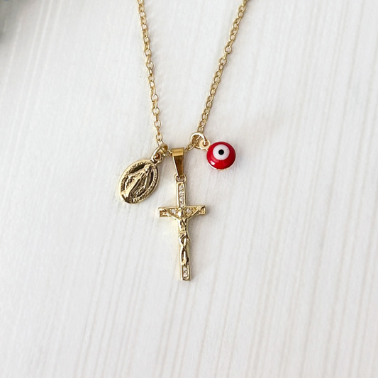 Crucifix Virgin Mary Necklace