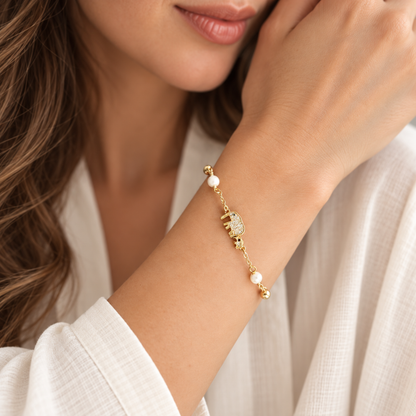 Mom and Baby Gold Elephant Bracelet