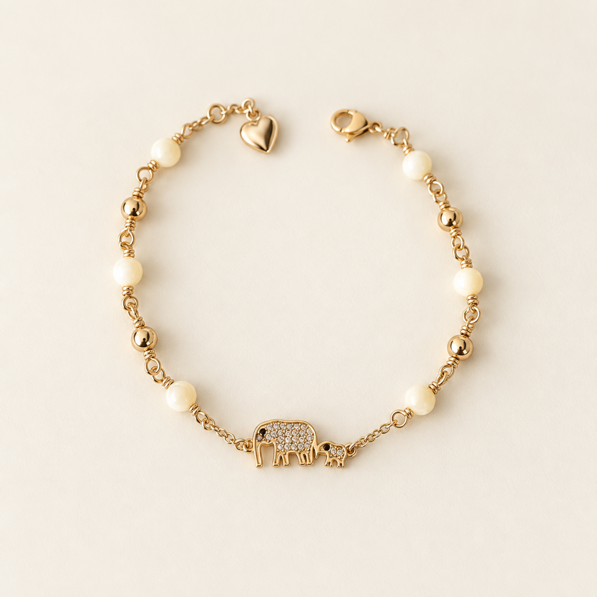 Mom and Baby Gold Elephant Bracelet