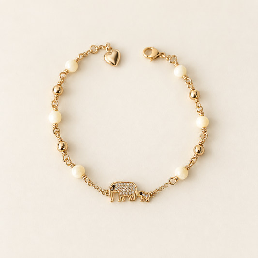 Mom and Baby Gold Elephant Bracelet
