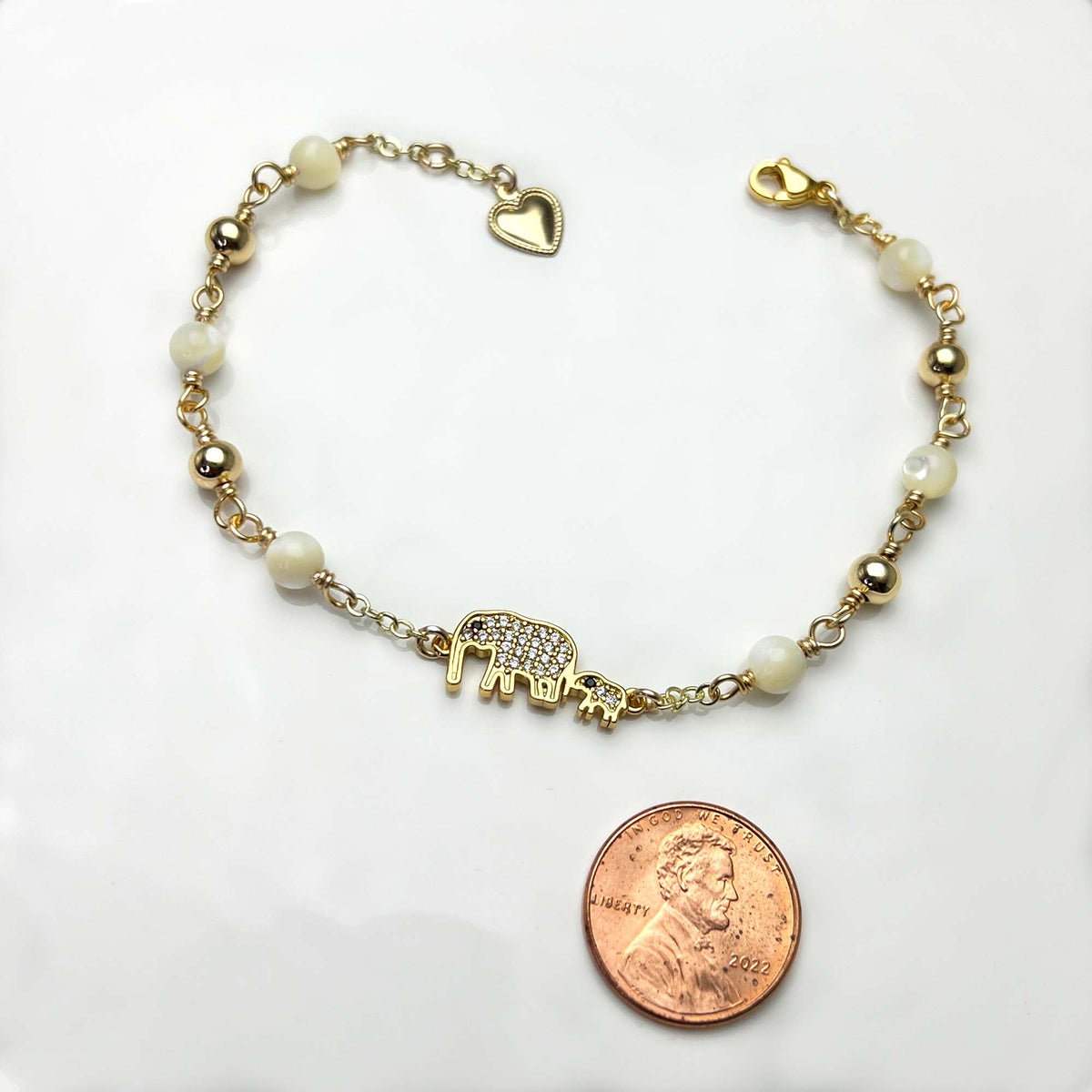 Mom and Baby Gold Elephant Bracelet