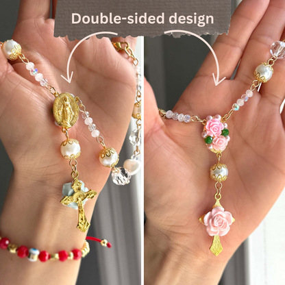 Floral Rosary Car Charm