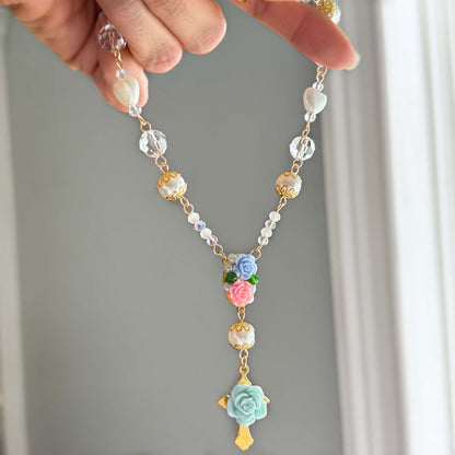 Floral Rosary Car Charm