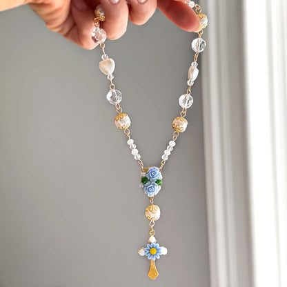 Floral Rosary Car Charm
