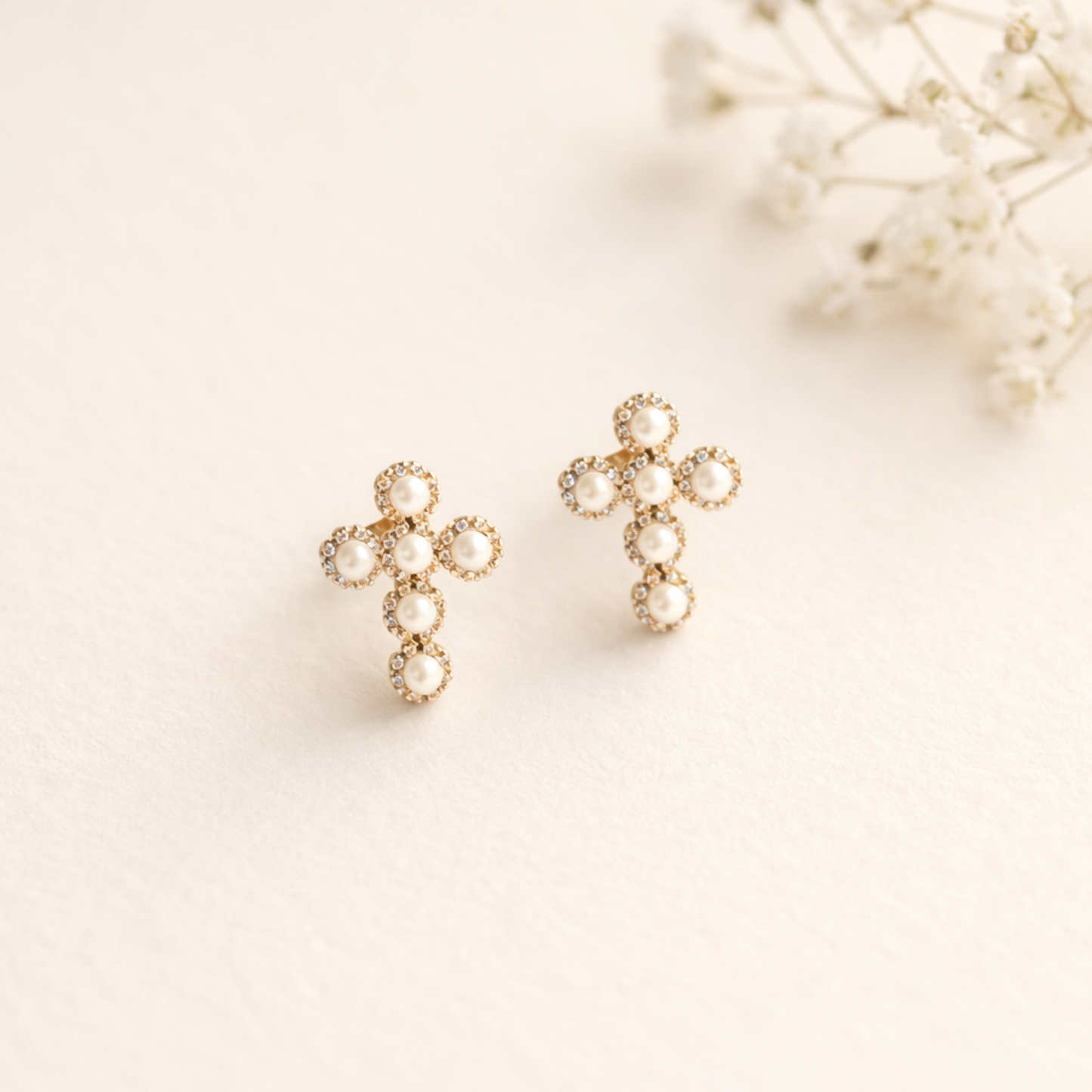 Gold Cross Stud Earrings
