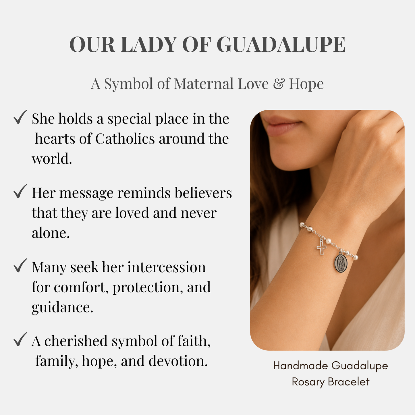 Our Lady of Guadalupe Silver Rosary Bracelet