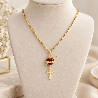Immaculate Heart of Mary Gold Necklace