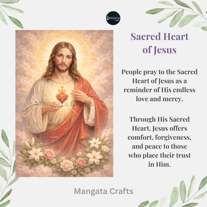 Image of the Sacred Heart of Jesus with descriptive text on a light background