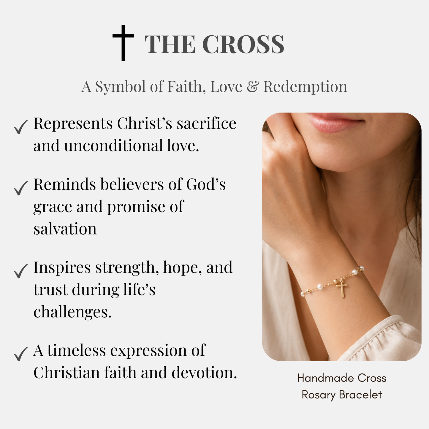 Freshwater Pearl Cross Rosary Bracelet