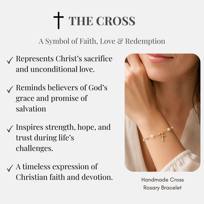 Freshwater Pearl Cross Rosary Bracelet