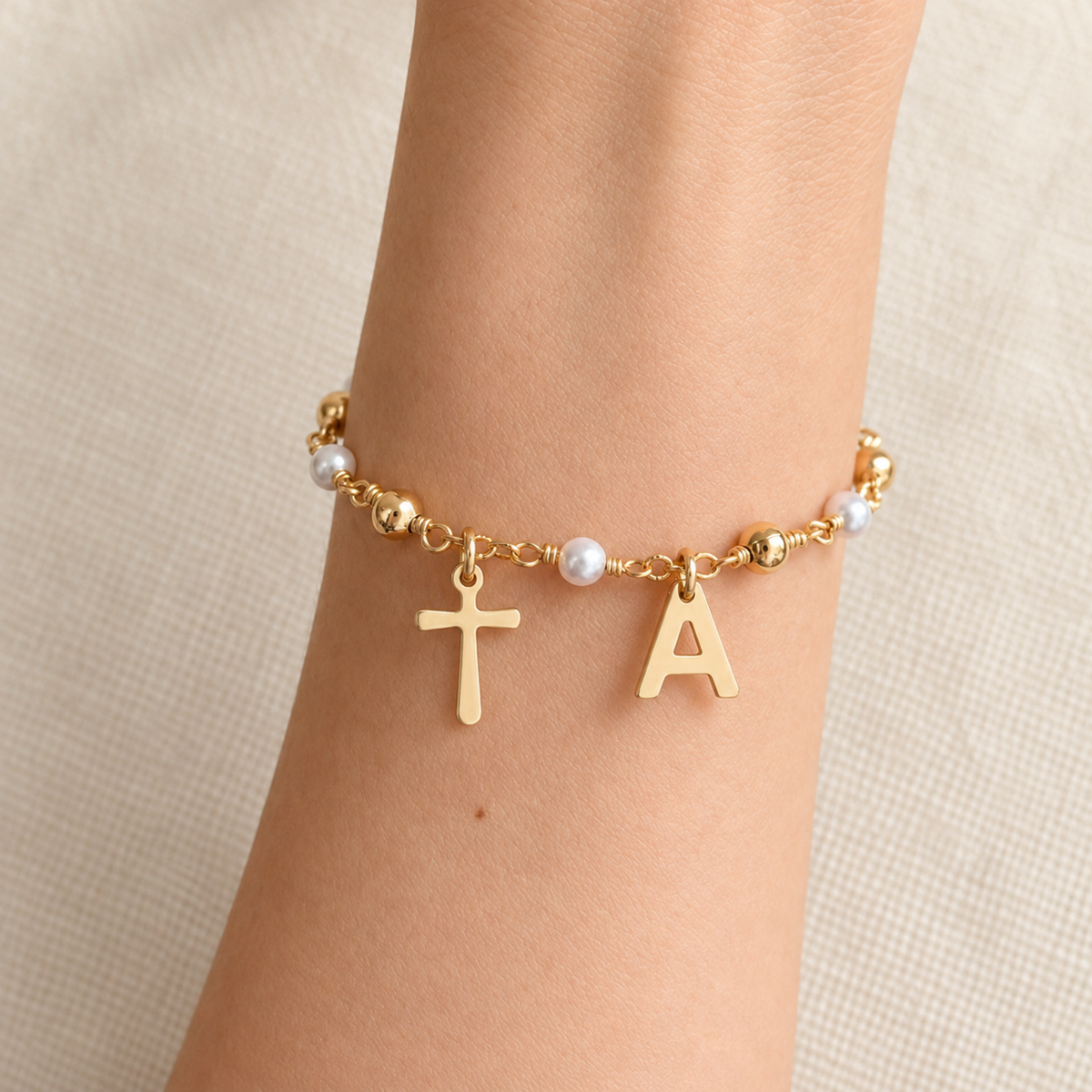 Personalized Initial Rosary Bracelet