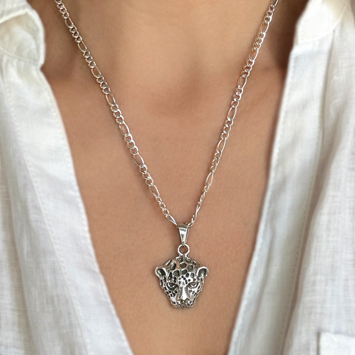 Leopard Silver Necklace
