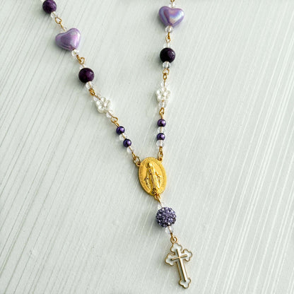 Purple Car Rosary Charm