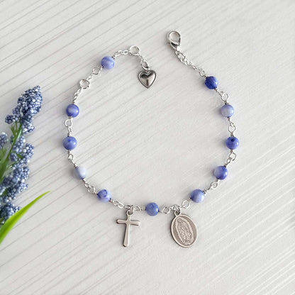 Gemstone rosary bracelet women's