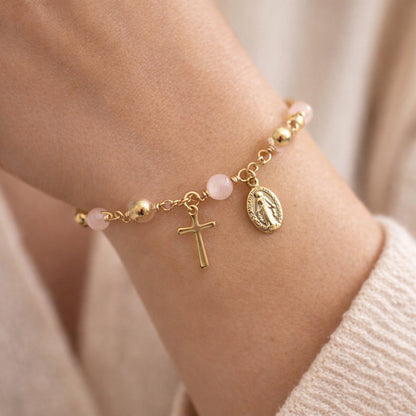 Rose Quartz Rosary Bracelet