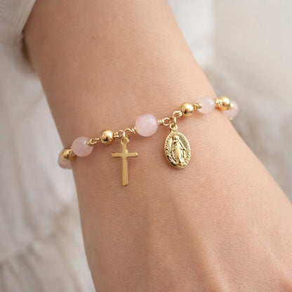 Rose Quartz Rosary Bracelet