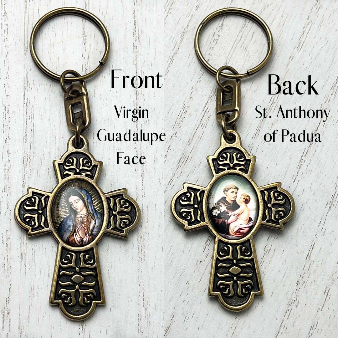 Keychain double sided. Virgin Mary & St. Anthony of Padua which is commonly known as the "lost object finder"
