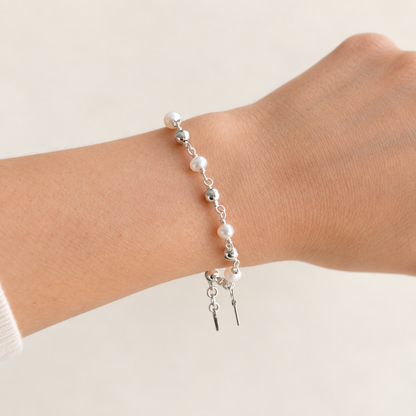 Silver Rosary Bracelet with Freshwater Pearls