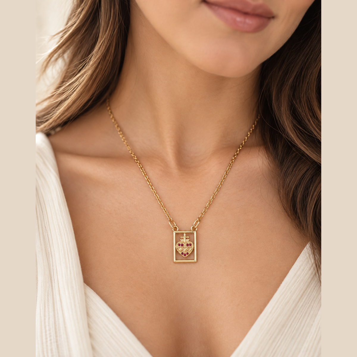 Sacred Heart Scapular Necklace