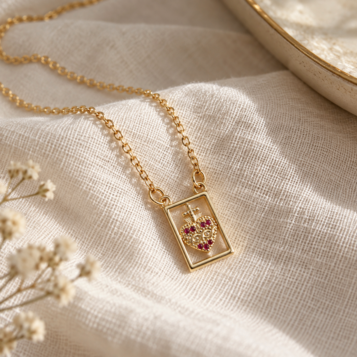 Sacred Heart Scapular Necklace