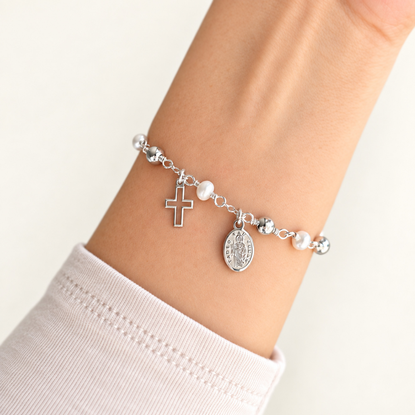Saint Jude Silver Rosary Bracelet