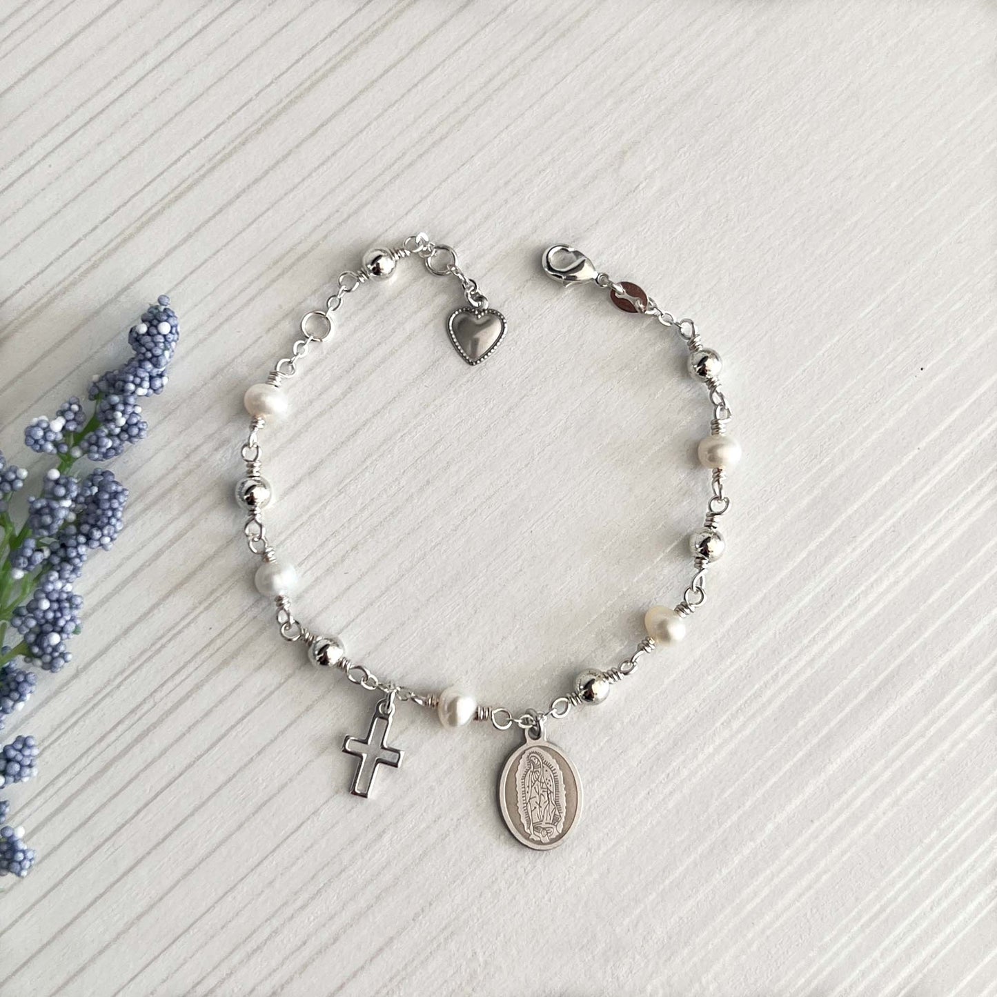 Virgin Mary Silver Rosary Bracelet