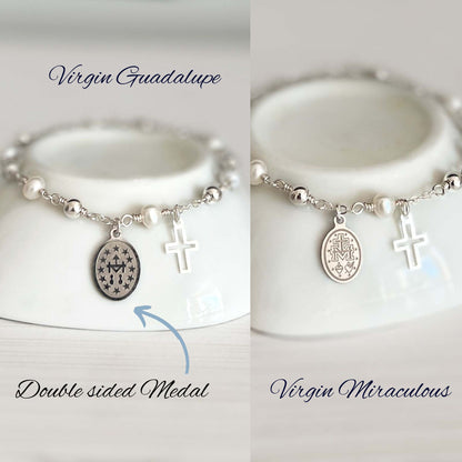 Virgin Mary Silver Rosary Bracelet