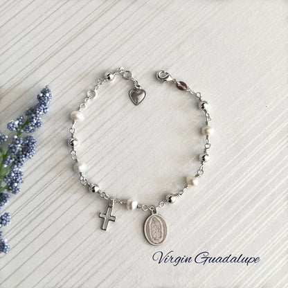 Virgin Mary Silver Rosary Bracelet