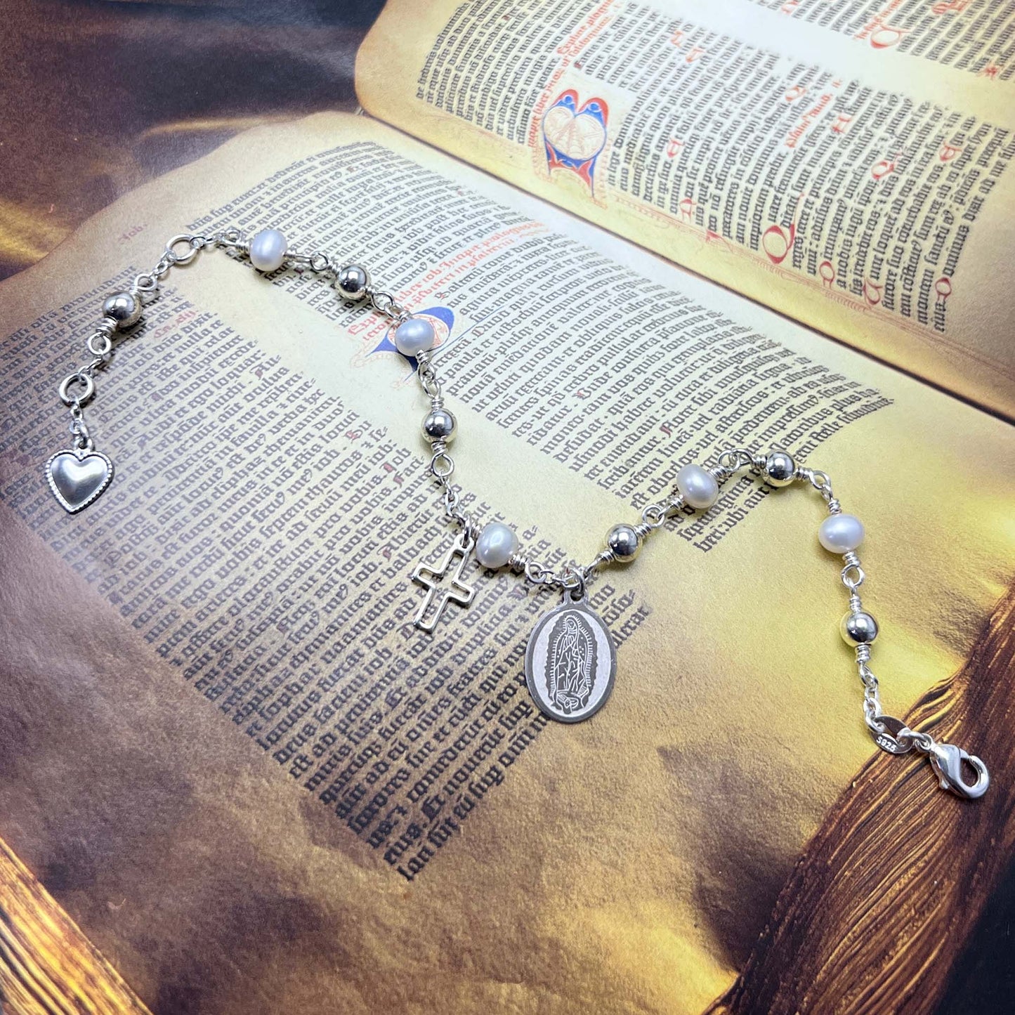 Virgin Mary Silver Rosary Bracelet