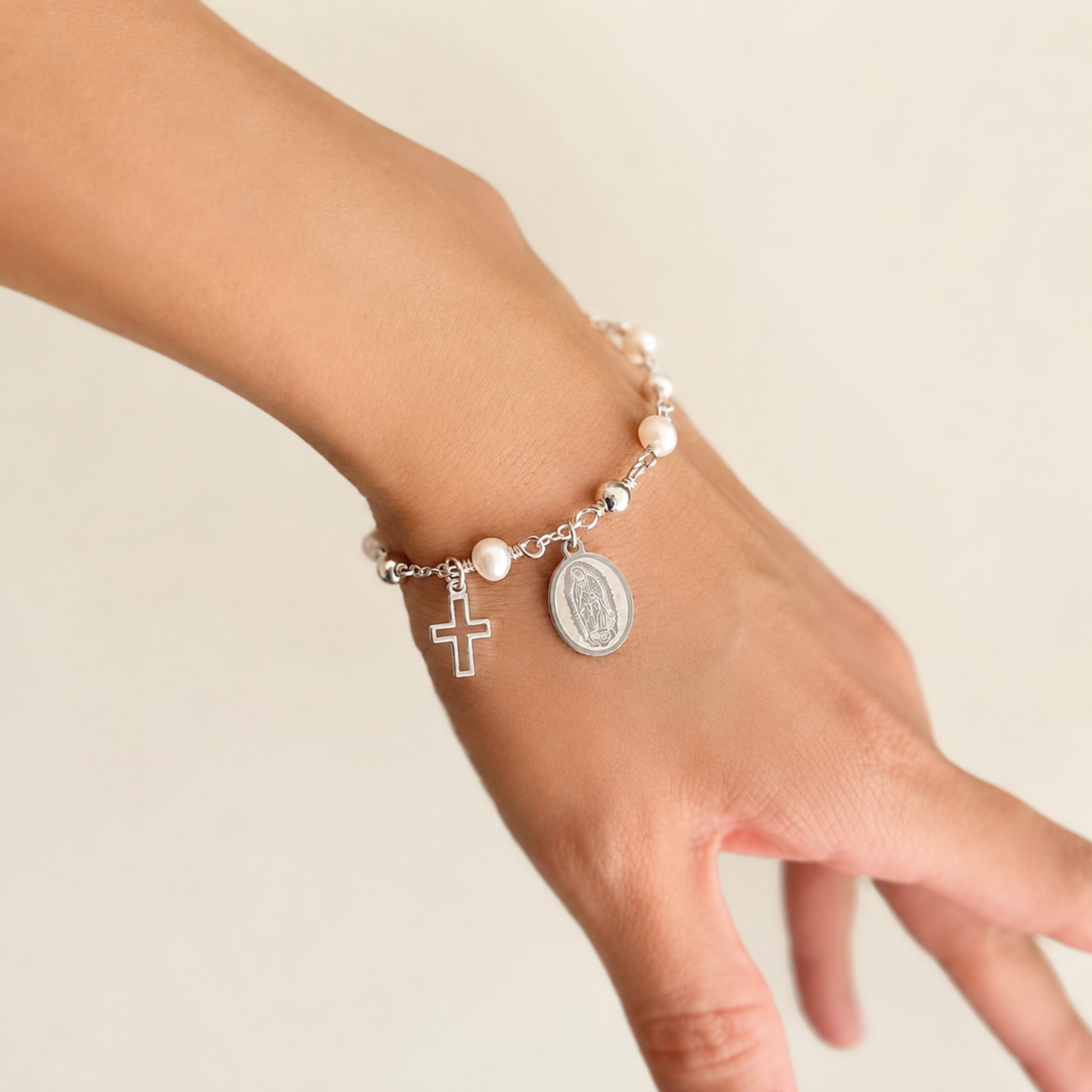 Our Lady of Guadalupe Silver Rosary Bracelet