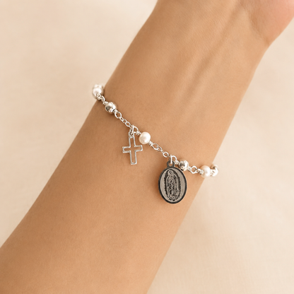 Our Lady of Guadalupe Silver Rosary Bracelet