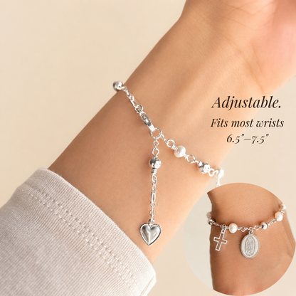 Our Lady of Guadalupe Silver Rosary Bracelet